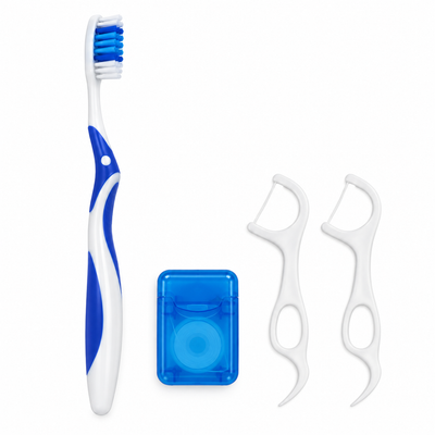 Oral Care Kit with Toothbrush & 15 m Dental Floss | Mr Panda