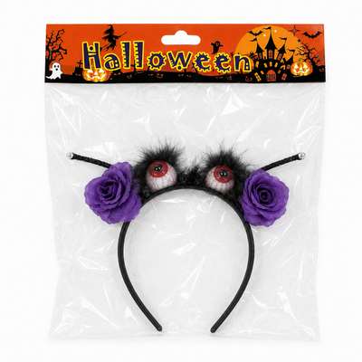 Halloween Creepy Eyeball & Purple Rose Headband