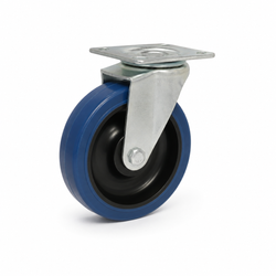 5-Inch Blue Elastic Rubber Swivel Caster Wheel