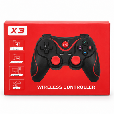 X3 Wireless Game Controller Black & Red | Mr Panda