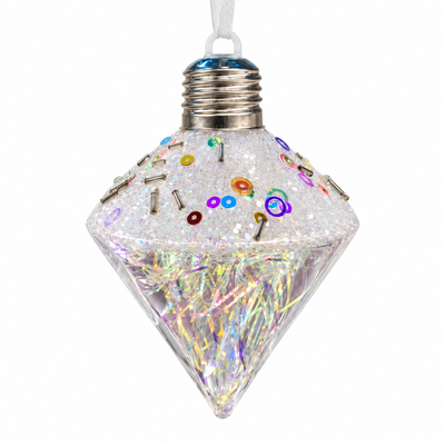 Diamond Christmas Ornament with Iridescent Tinsel | Mr Panda