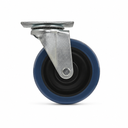 5-Inch Blue Elastic Rubber Swivel Caster Wheel