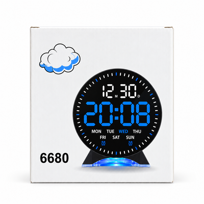 Round LED Digital Alarm Clock Blue Display 6680 | Mr Panda