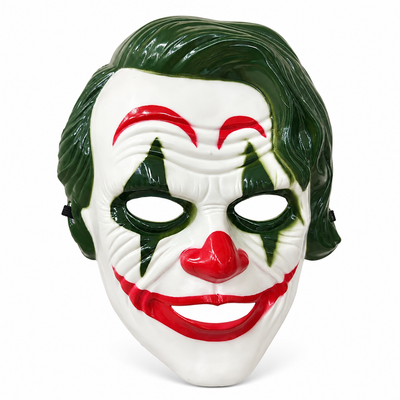 Scary Clown Face Costume Mask – Green, White & Red