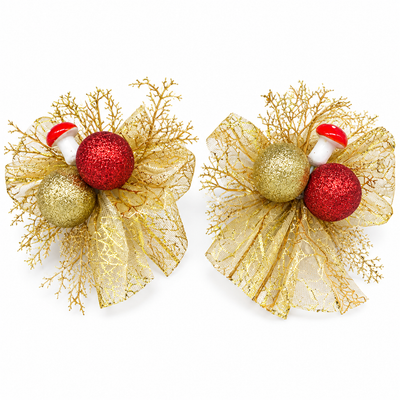 Red & Gold Christmas Bow Ornaments Set of 2 | Mr Panda
