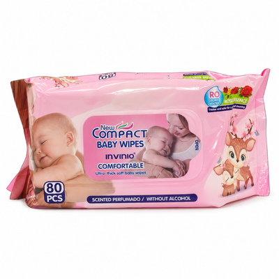 New Compact Rose Scented Baby Wipes 80 Pack | Mr Panda
