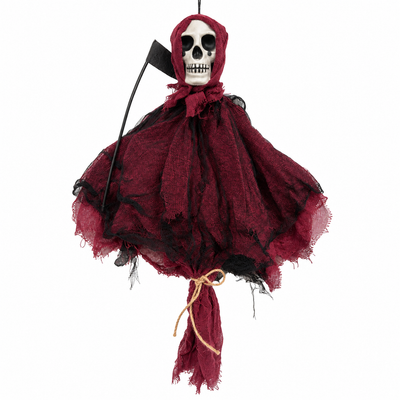 Hanging Grim Reaper Halloween Decoration – Burgundy