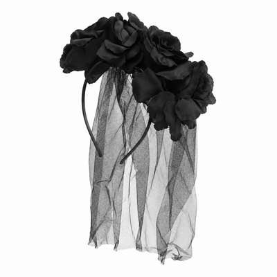 Black Rose Veil Halloween Headband