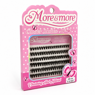 More & More 40P 3D Fluffy Cluster Lashes – 8–16 mm Mixed Lengths