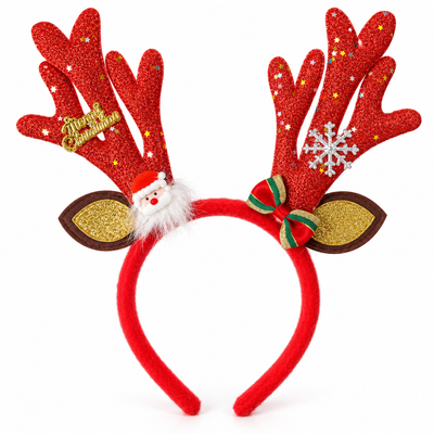Red Christmas Reindeer Antler Headband | Mr Panda