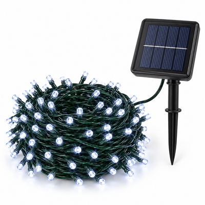 CJ 100 LED Cool White Solar String Lights | MrPanda