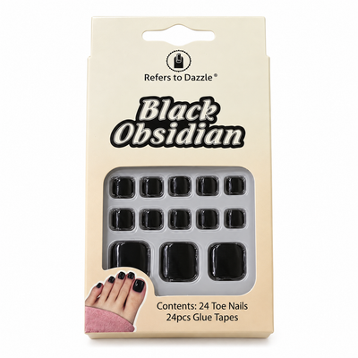 Black Obsidian Press-On Toenails, 24 Pieces | Mr Panda