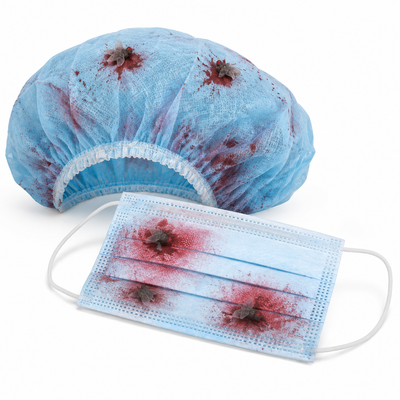 Halloween Bloody Surgeon Cap & Face Mask Costume Set