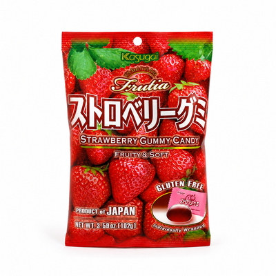 Kasugai Frutia Strawberry Gummy Candy – 102g