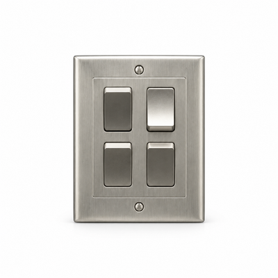 Dr. Light 4-Gang Wall Switch – Brushed Metal Finish