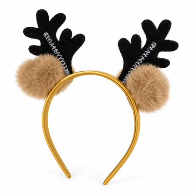 Christmas Reindeer Antler Headband – Gold Band | Mr Panda