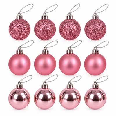 Pink Christmas Baubles 12 Piece Set | Mr Panda