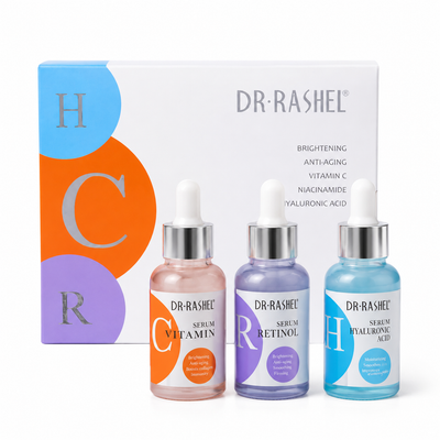 DR.RASHEL Complete Facial Serum Set – Vitamin C, Retinol & Hyaluronic Acid 3 Pack
