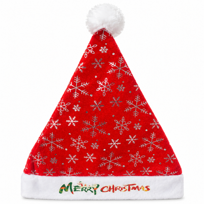 Red Santa Hat with Silver Snowflakes | Mr Panda