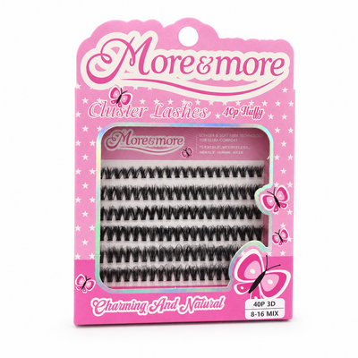 More & More 40P 3D Fluffy Cluster Lashes – 8–16 mm Mixed Lengths