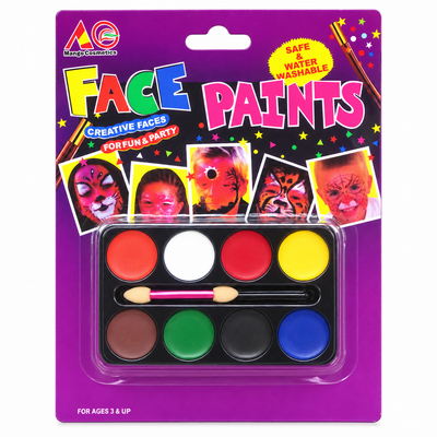 8-Colour Washable Face Paint Set with Applicator