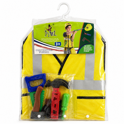 Kids Construction Worker Costume with Toy Tools – Ages 3–7