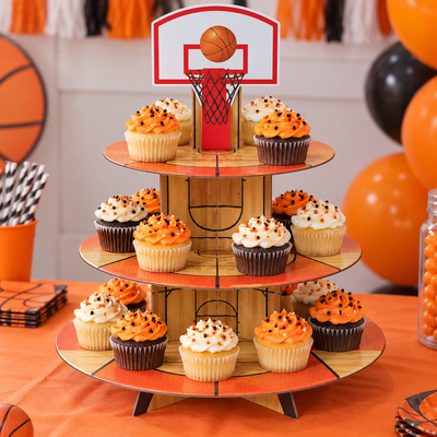 Basketball 3-Tier Cupcake Stand | Mr Panda