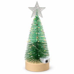 19cm Mini Green Christmas Tree with Multicolour Lights