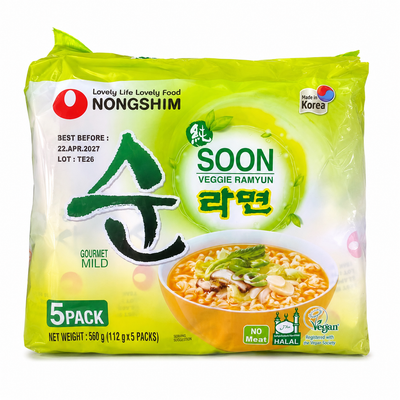 Nongshim Soon Veggie Ramyun – Gourmet Mild 5 Pack 560g