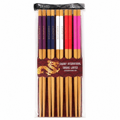 Cygery Reusable Bamboo Chopsticks – 10 Pairs Multicolour Set