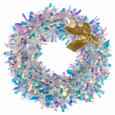 Iridescent Christmas Wreath with Gold Bow | Mr Panda