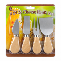 4-Piece Cheese Knife Set with Wooden Handles | Mr Panda