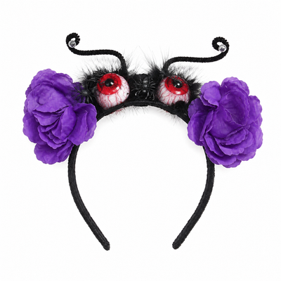 Halloween Creepy Eyeball & Purple Rose Headband