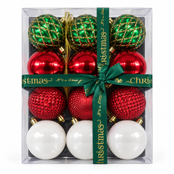 12-Piece Red, Green & White Christmas Baubles | Mr Panda