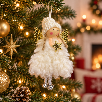 Christmas Angel Hanging Decoration – White and Gold