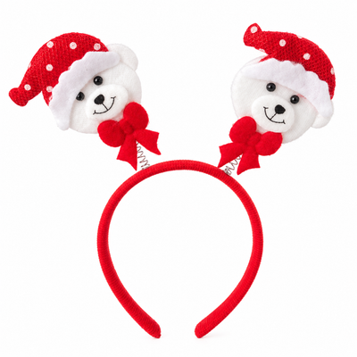 Christmas Teddy Bear Bobble Headband – Red & White | Mr Panda