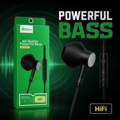 ISTAR-ST IS-5708 Black Hi-Fi Stereo Earphones