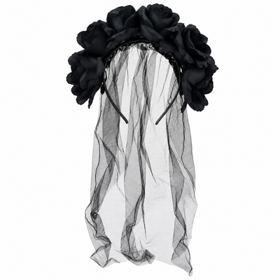 Black Rose Veil Halloween Headband