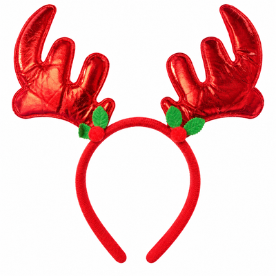 Red Christmas Reindeer Antler Headband | Mr Panda