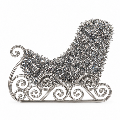 Silver Tinsel Christmas Sleigh Ornament | Mr Panda