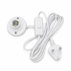 5m Pre-Wired Lamp Holder with Plug and On/Off Switch – White