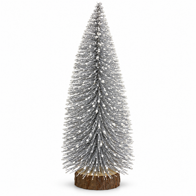 Silver Snow-Frosted Bottle Brush Christmas Tree | Mr Panda