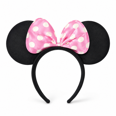 Girls’ Mouse-Ear Headband with Pink Polka-Dot Bow