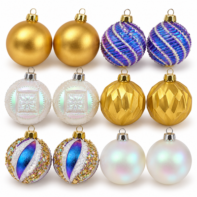 12-Piece Christmas Bauble Set – Gold & White | Mr Panda