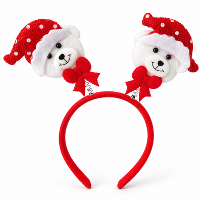 Christmas Teddy Bear Bobble Headband – Red & White | Mr Panda