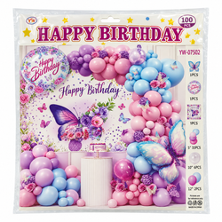 100 Piece Pastel Butterfly Birthday Balloon Kit | Mr Panda