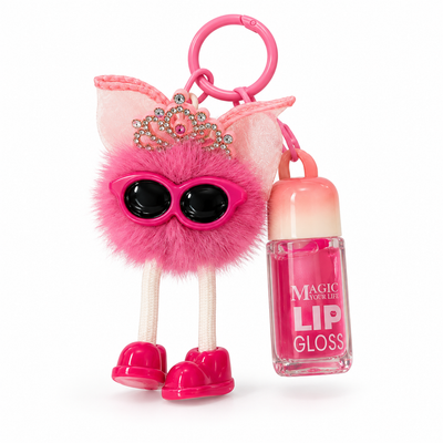 Pink Princess Doll Keychain Lip Gloss | Mr Panda