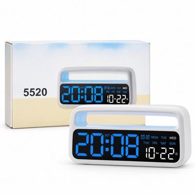 5520 Digital Alarm Clock with Ambient Light – White | Mr Panda
