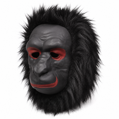 Gorilla Costume Mask – Black & Red with Faux Fur