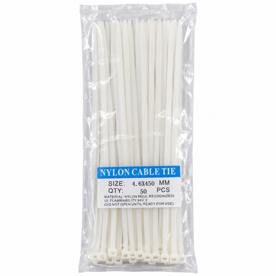 White Nylon Cable Ties 4.6 x 450mm 50 Pack | Mr Panda